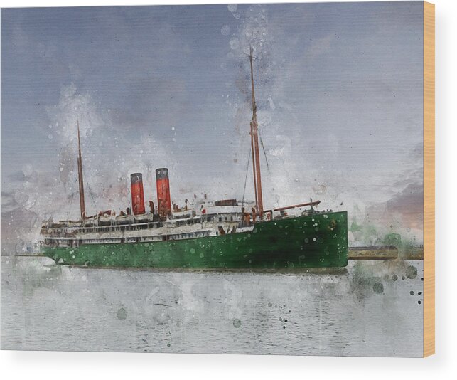 Steamer Wood Print featuring the digital art S.S. Maheno by Geir Rosset