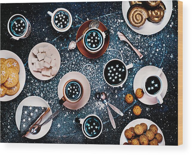 Black Background Wood Print featuring the photograph Stargazers by Dina Belenko Photography
