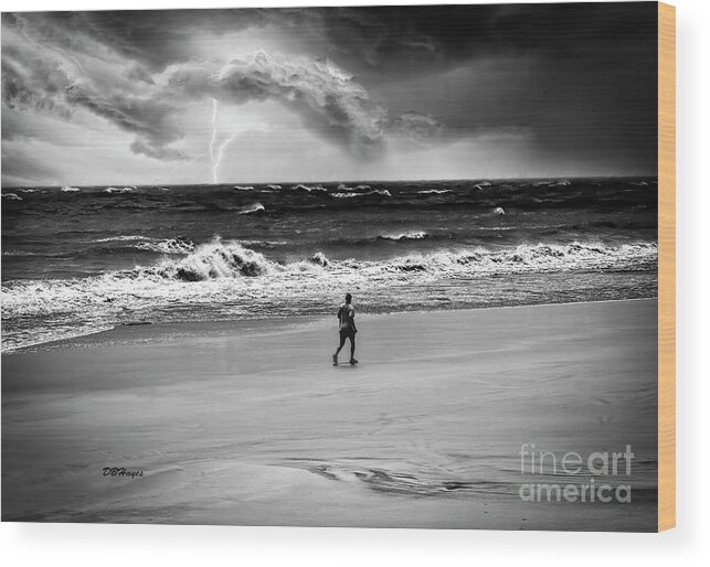 Beaches Wood Print featuring the photograph Storm Cometh Black White by DB Hayes