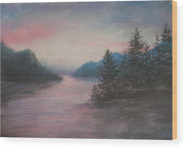 Pink Sunset Wood Print featuring the painting Summer Gaze by Jen Shearer