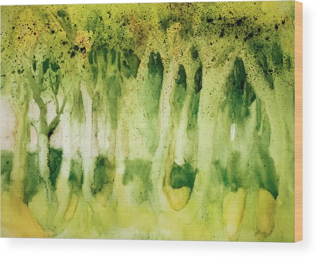 Watercolor Wood Print featuring the painting Summer Rain by Judy Frisk