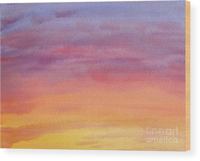 Sunset Wood Print featuring the painting Sunset 2.0 by Lisa Neuman