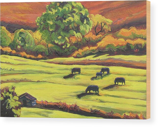 Sunset Scene Wood Print featuring the painting Sunset by Gina Grundemann