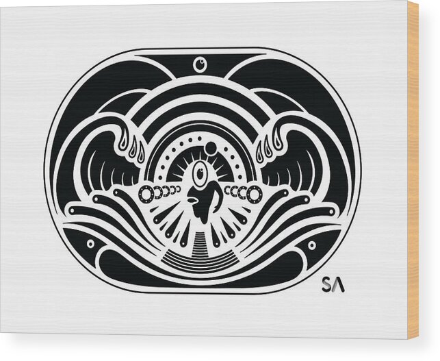 Black And White Wood Print featuring the digital art Swimmer by Silvio Ary Cavalcante