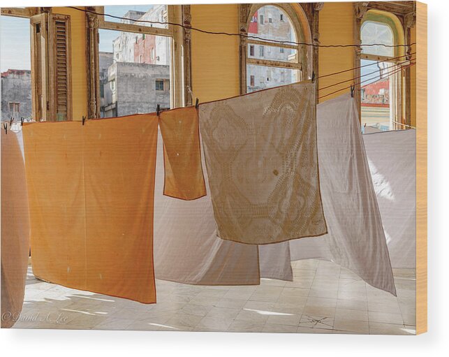 Cuba Wood Print featuring the photograph Table Linens by David Lee