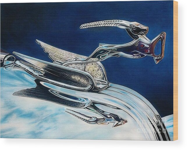 Ram Hood Ornament Image Wood Print featuring the drawing Take the Leap by David Neace
