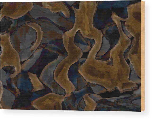 Tan Wood Print featuring the digital art Tan Gray Abstract by Delynn Addams