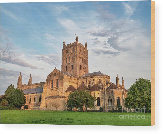 Tewkesbury Abbey Wood Print featuring the photograph Tewkesbury Abbey at Sunrise by Tim Gainey