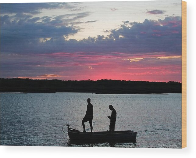 Sunset Wood Print featuring the photograph Text Me at Sundown by Mary Walchuck