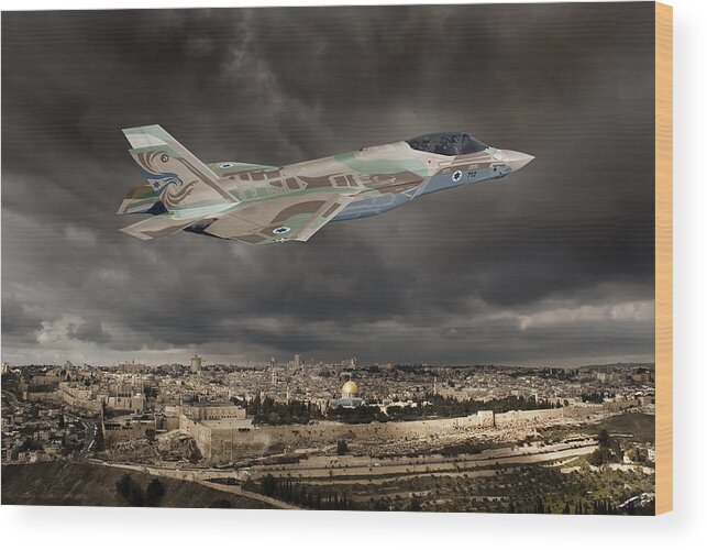 Lightning Wood Print featuring the digital art TF-35I Barak II by Custom Aviation Art