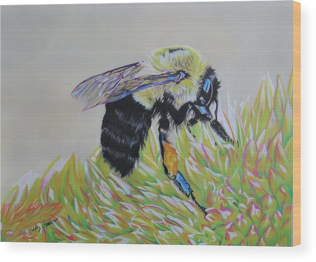 Bee Wood Print featuring the drawing The Look and Feel by Kelly Speros