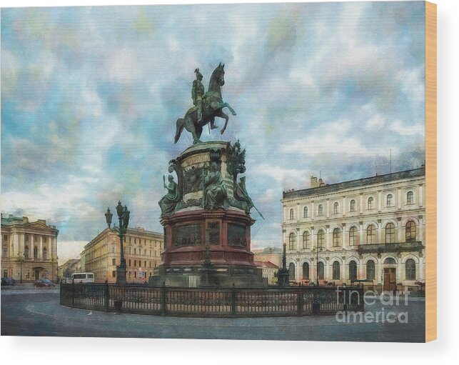 The Monument To Nicholas I Wood Print featuring the digital art The Monument to Nicholas I, Russia by Jerzy Czyz