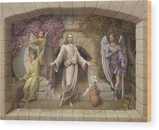 Christian Art Wood Print featuring the painting The Resurrection by Kurt Wenner
