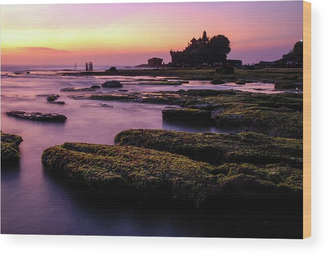Tanah Lot Wood Print featuring the photograph The Temple By The Sea - Tanah Lot Sunset, Bali by Earth And Spirit