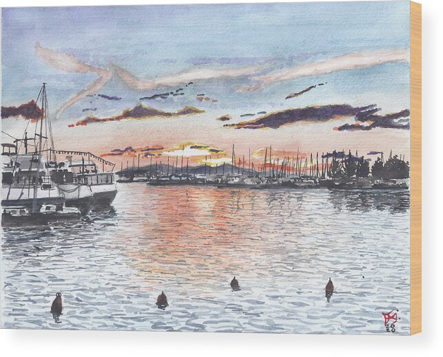  Wood Print featuring the painting The Sunset in Zadar II, Croatia by Francisco Gutierrez