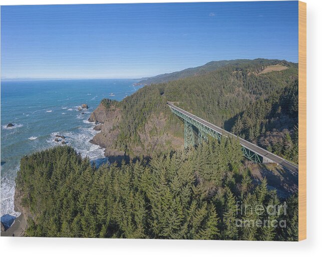 Thomas Creek Bridge Oregon Coast Wood Print featuring the photograph Thomas Creek Bridge Oregon Coast by Dustin K Ryan