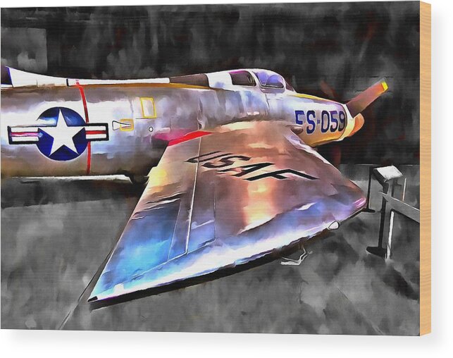 Xf-84h Wood Print featuring the mixed media Thunderscreech by Christopher Reed