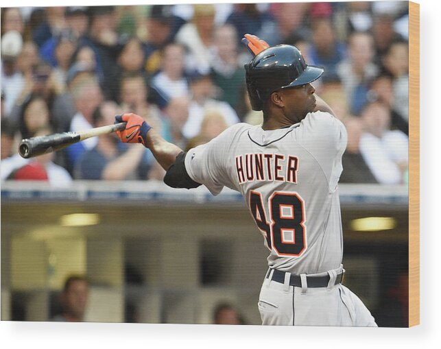 American League Baseball Wood Print featuring the photograph Torii Hunter by Denis Poroy