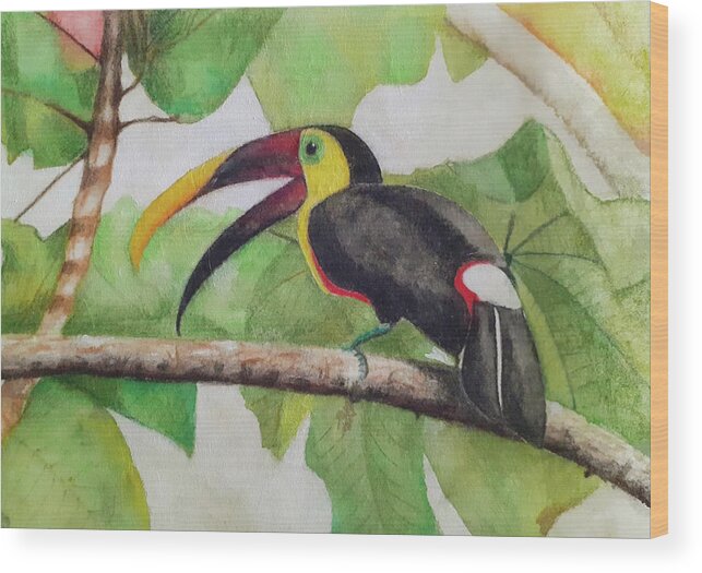 Toucan Wood Print featuring the painting Toucan by Carolina Prieto Moreno