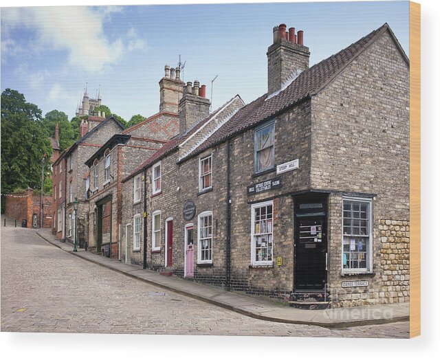 Steep Hill Wood Print featuring the photograph Traditional Cottages Along Steep Hill in Lincoln by Tim Gainey