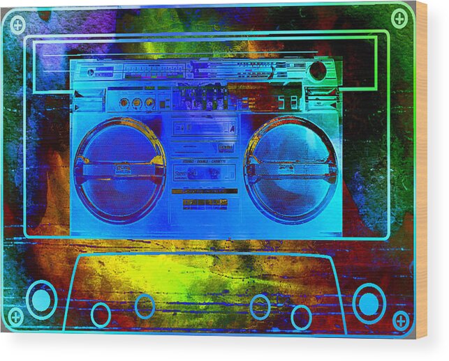 80's Wood Print featuring the digital art Unique Retro Back to the 80's by Michelle Liebenberg