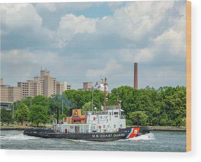 Tugboat Wood Print featuring the photograph U.S. Coast Guard by Cate Franklyn