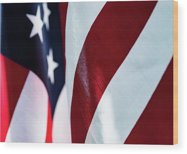 America Wood Print featuring the photograph USA Proud American Flag 3 by Amelia Pearn