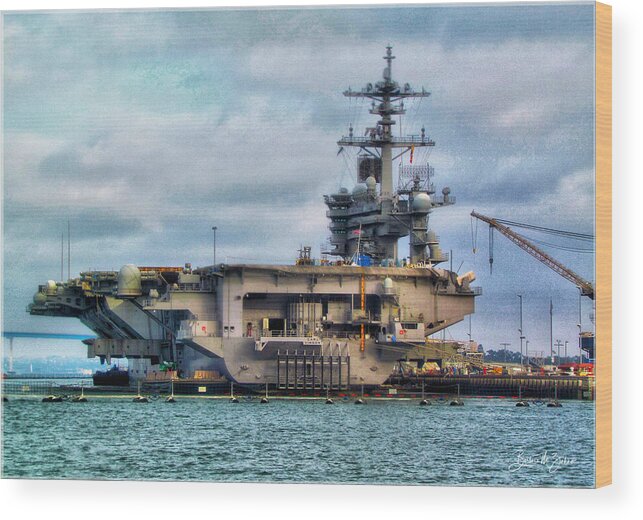 San Diego Wood Print featuring the photograph USS Midway Aircraft Carrier by Barbara Zahno