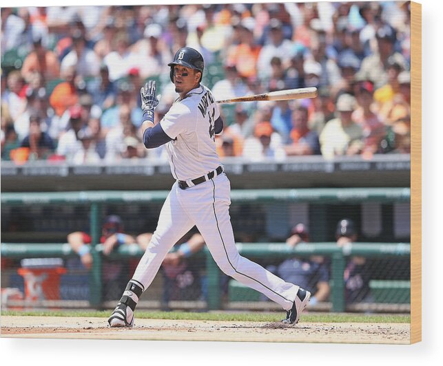 American League Baseball Wood Print featuring the photograph Victor Martinez by Leon Halip