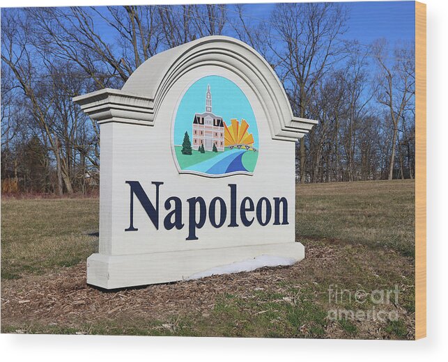 Napoleon Ohio Wood Print featuring the photograph Welcome to Napoleon Ohio Sign 9847 by Jack Schultz