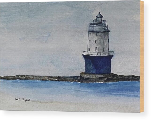 Painting Wood Print featuring the painting White Harbor of Refuge Lighthouse by Paula Pagliughi