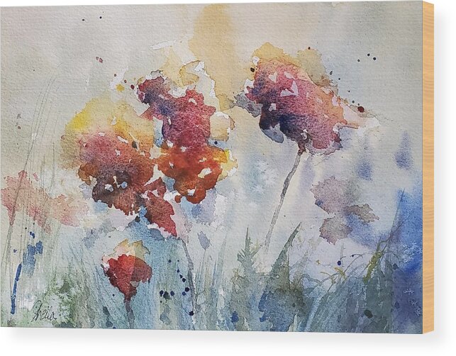 Floral Wood Print featuring the painting Wild Flowers by Sheila Romard