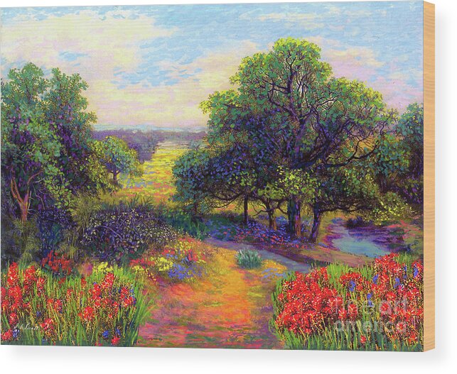 Landscape Wood Print featuring the painting Wildflower Meadows of Color and Joy by Jane Small