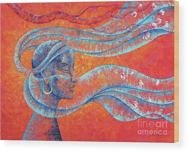 Shakti Wood Print featuring the painting Wind of life by Yuliya Glavnaya