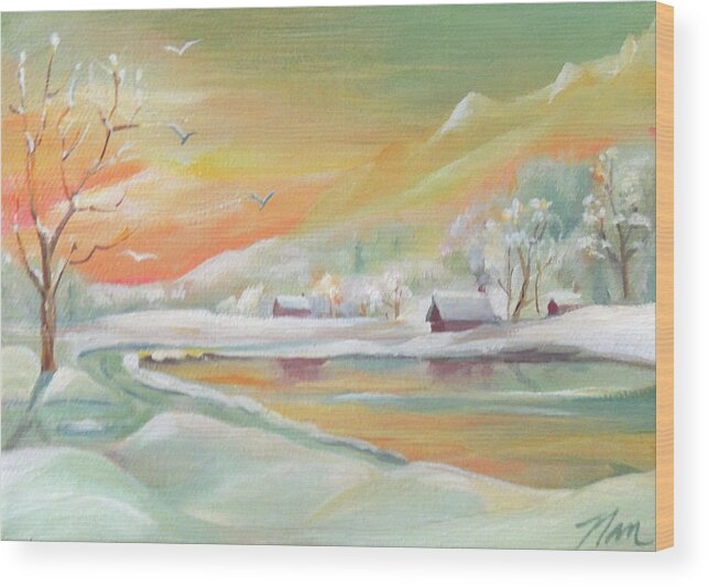 Winter Wood Print featuring the painting Winter Flight by Nancy Griswold