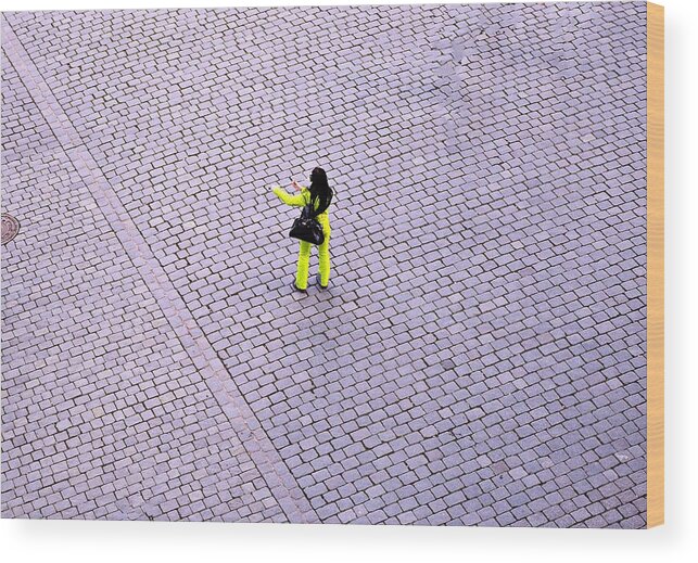 Street Wood Print featuring the photograph Yellow Spot by Thomas Schroeder