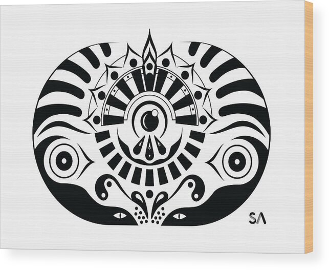 Black And White Wood Print featuring the digital art Yoga by Silvio Ary Cavalcante
