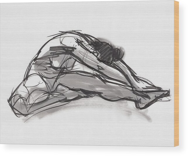 Yoga Wood Print featuring the painting Yoga study Sophie 21-39 by Judith Kunzle