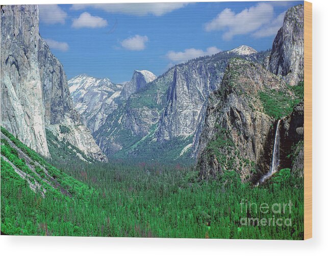 Yosemite Np Valley Floor Pano Wood Print featuring the photograph Yosemite NP Valley Vista  by David Zanzinger