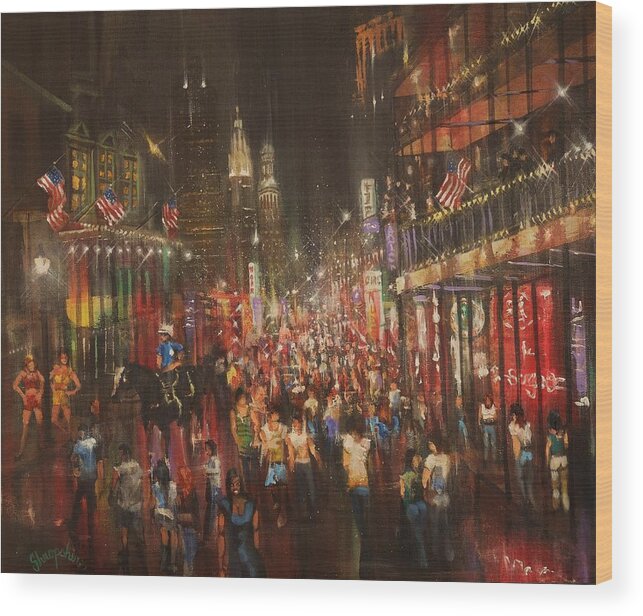 Bourbon Street Wood Print featuring the painting Bourbon Street Baby by Tom Shropshire