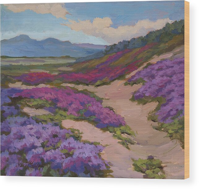 Verbena Wood Print featuring the painting Verbena Harmony in Purple by Diane McClary