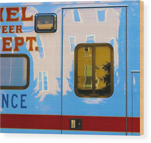  Wood Print featuring the photograph Ambulance Reflections by Polly Castor