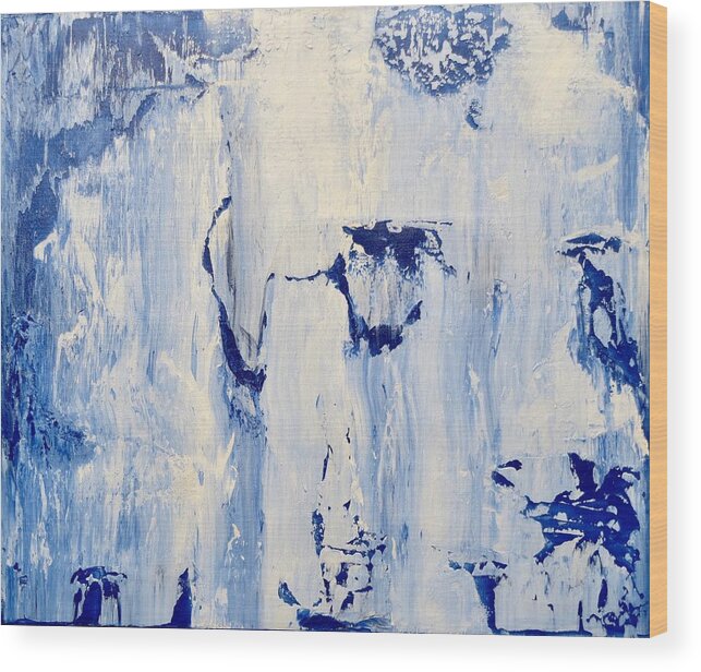 Blue White Art Wood Print featuring the painting Blue Ice No. 2 by J Loren Reedy