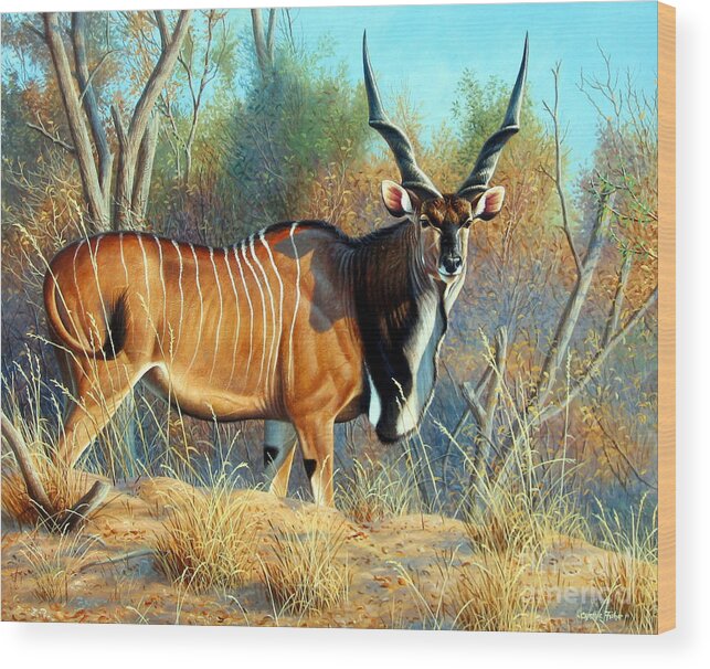 Cynthie Fisher African Wood Print featuring the painting Eland by Cynthie Fisher