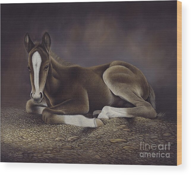 Horses Wood Print featuring the painting Lucky by Ricardo Chavez-Mendez