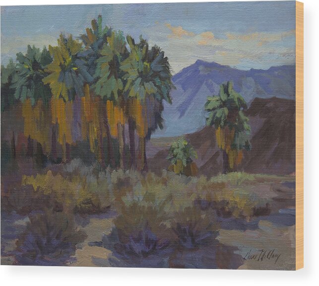 Palms Wood Print featuring the painting Afternoon Light at Thousand Palms by Diane McClary