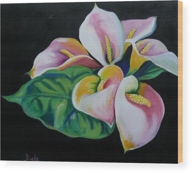 Still Life Wood Print featuring the painting Callas by Susan Duda