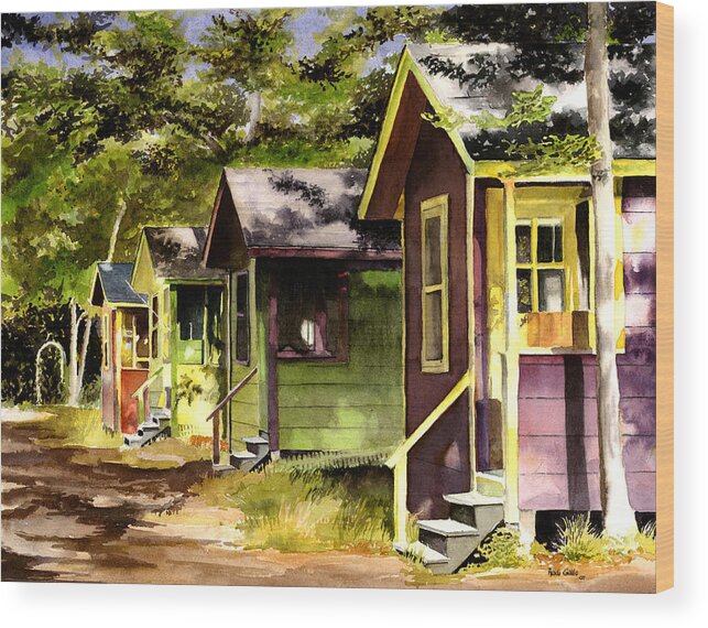 Cottages Wood Print featuring the painting Colorful Cottages by Heidi Gallo