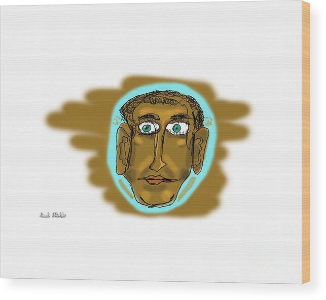 Face Wood Print featuring the mixed media Face by Paul Fields