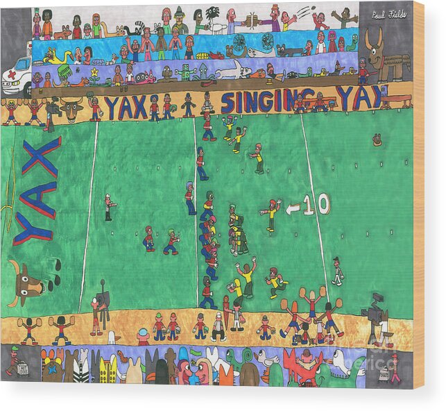 Sports Wood Print featuring the drawing Football by Paul Fields
